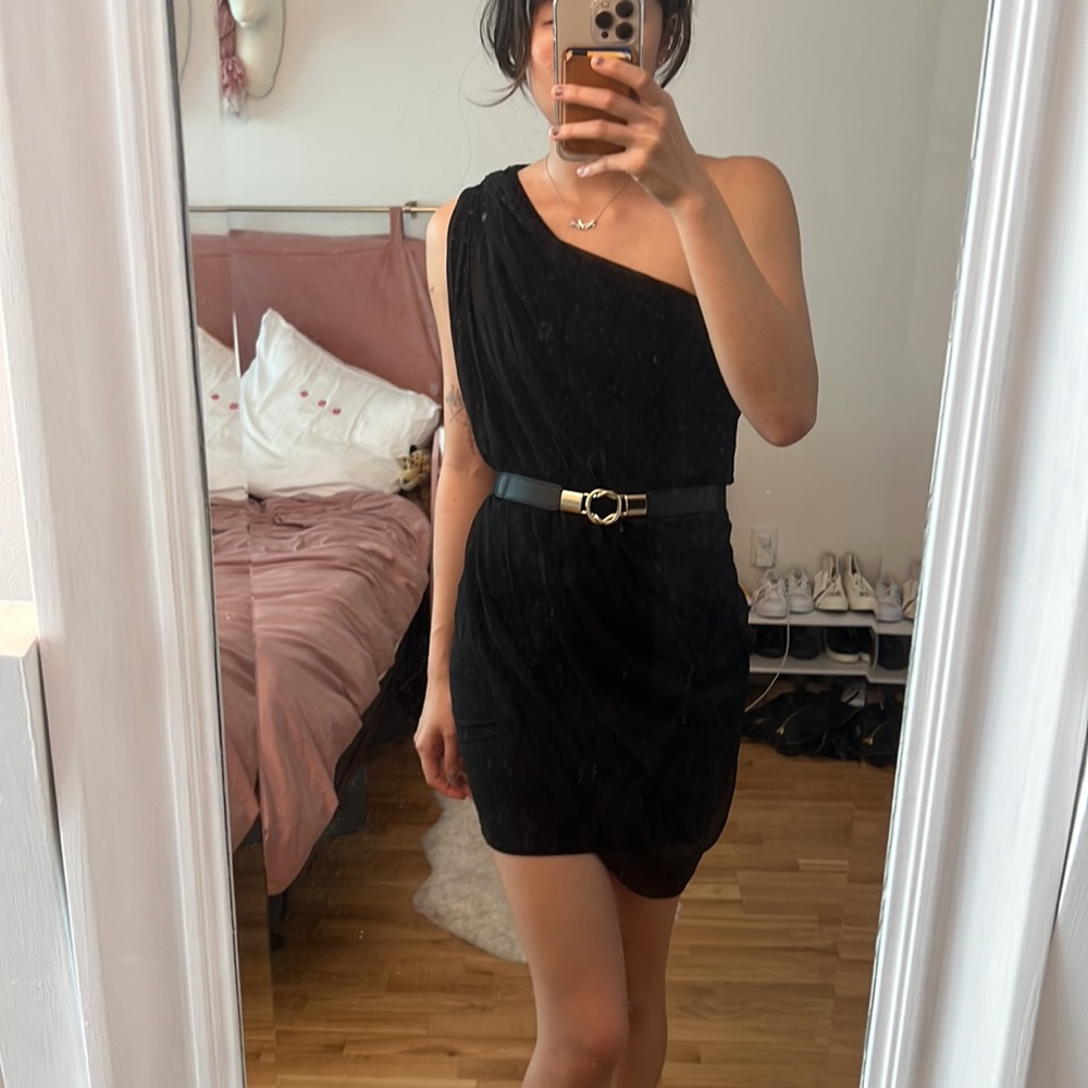 Alice and olivia bodycon goddess silk drape black dress - Picture 4 of 7